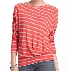 Anthropologie Bordeaux thin striped rib top sz M